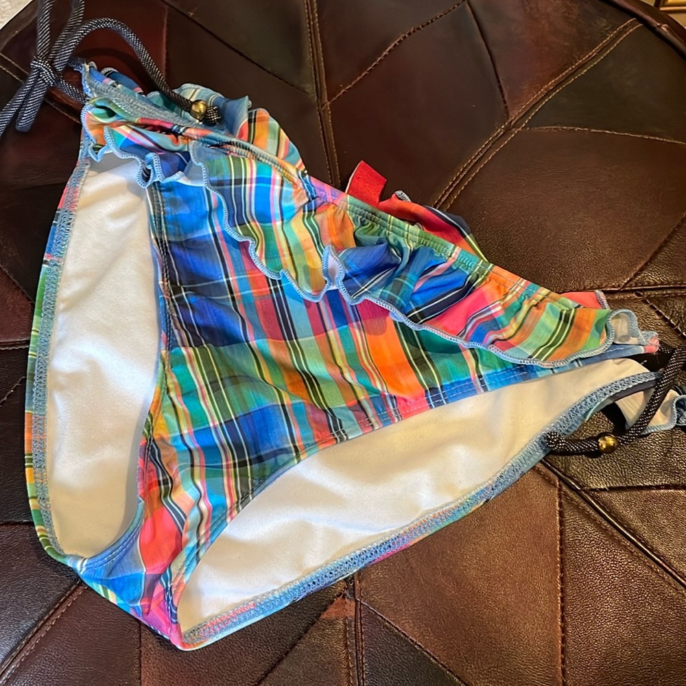 Guess plaid ruffle  side tie y2k bikini bottom